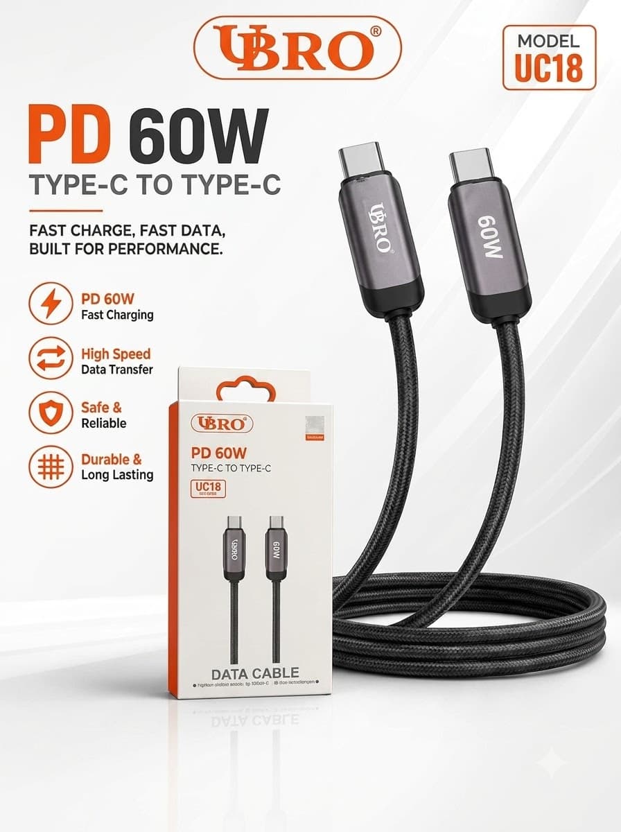 UBRO UC18 PD 60W Type-C To Type-C Data Cable