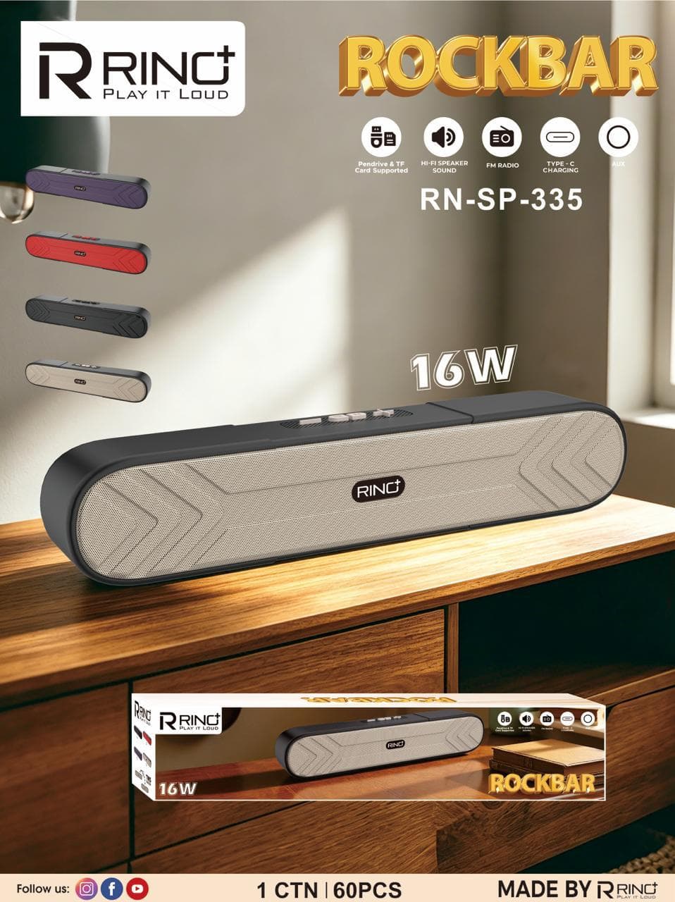 Rring+ Rockbar Wireless Soundbar Speaker image 1
