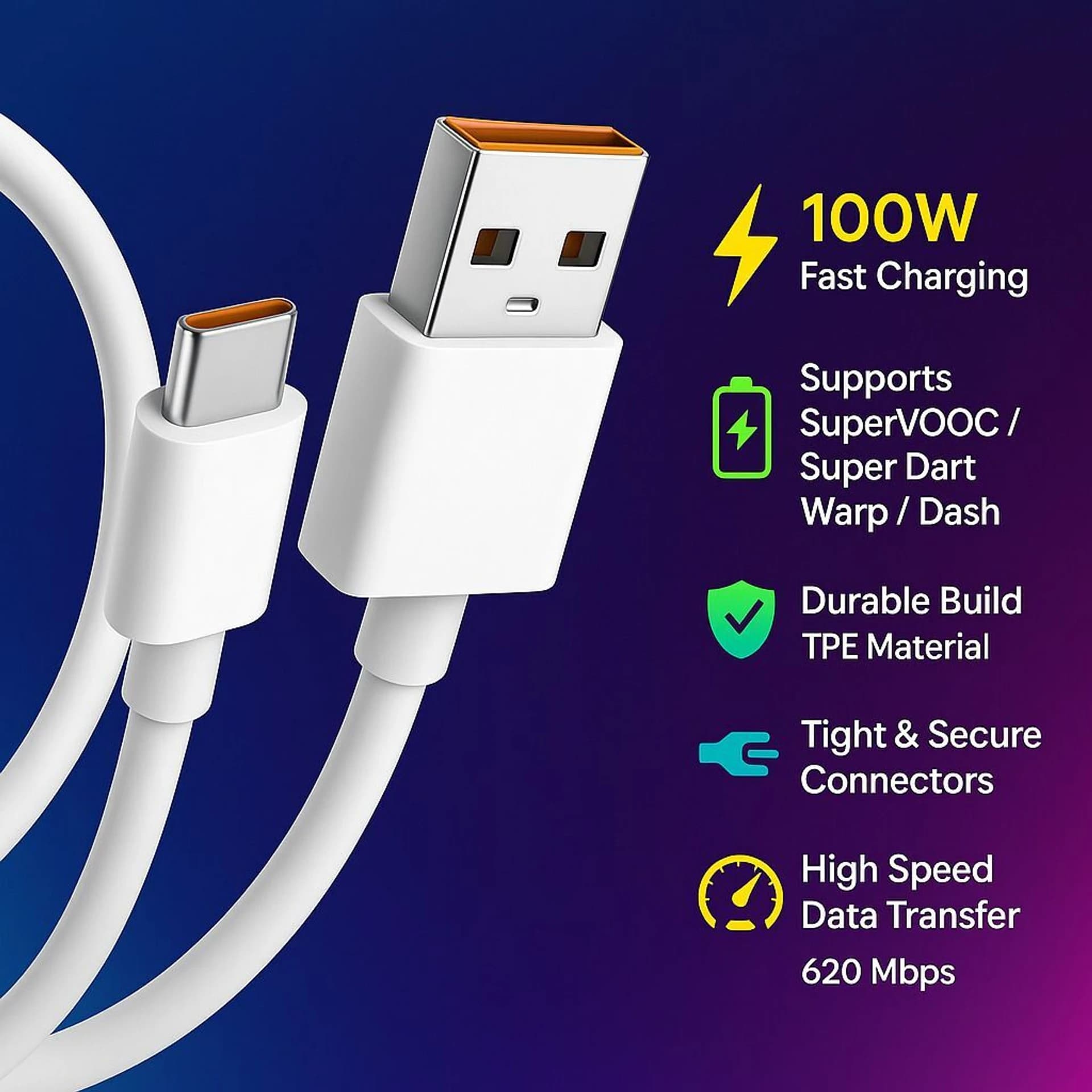 85W Super VOOC Mi Charger Cable image 4