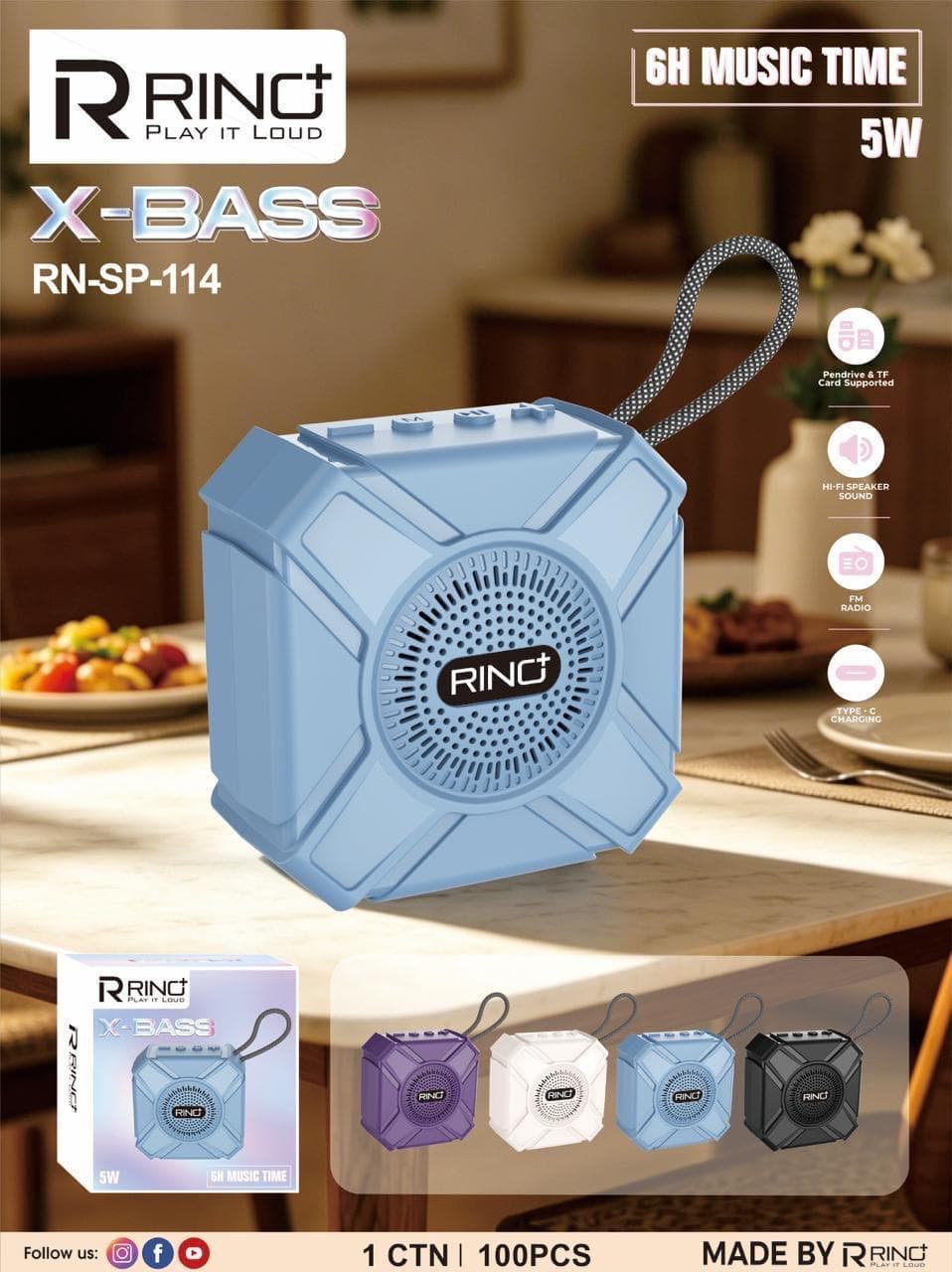 Rino X-Bass RN-SP-114 Wireless Bluetooth Speaker image 1