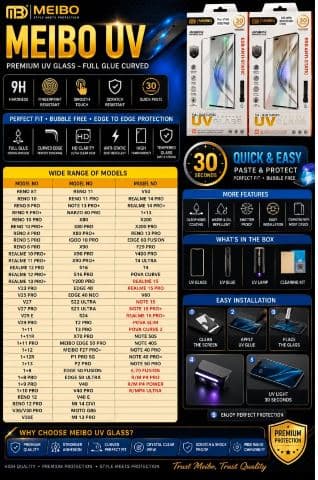 Meibo UV Premium UV Glass – Full Glue Curved Tempered Glass