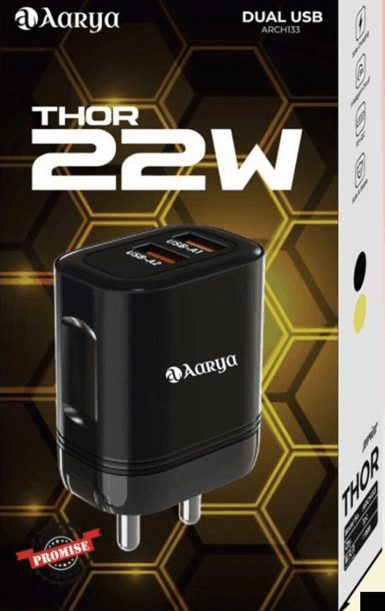AARYA Thor 22W Dual USB Charger