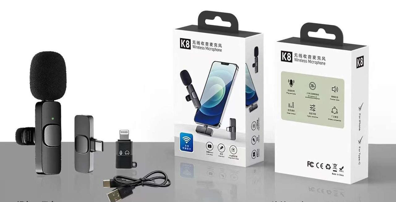 K8 Wireless Lavalier Microphone Single Mic