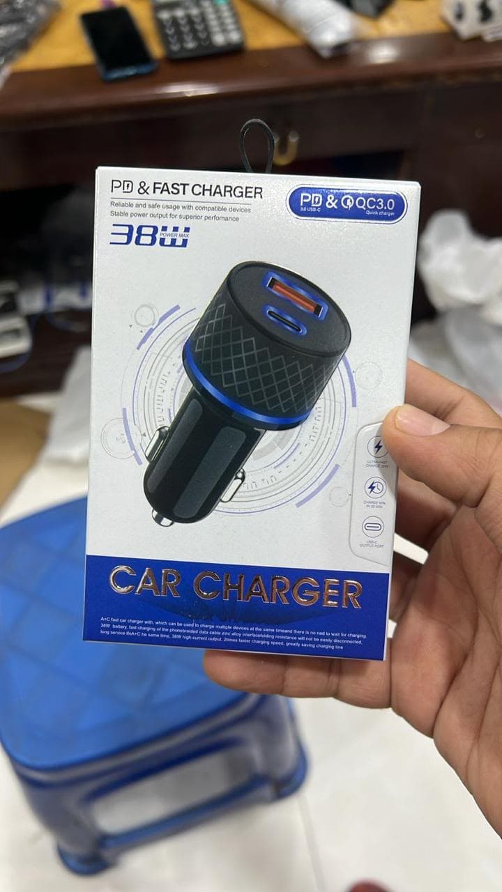 38W PD & QC3.0 Dual Port Fast Car Charger
