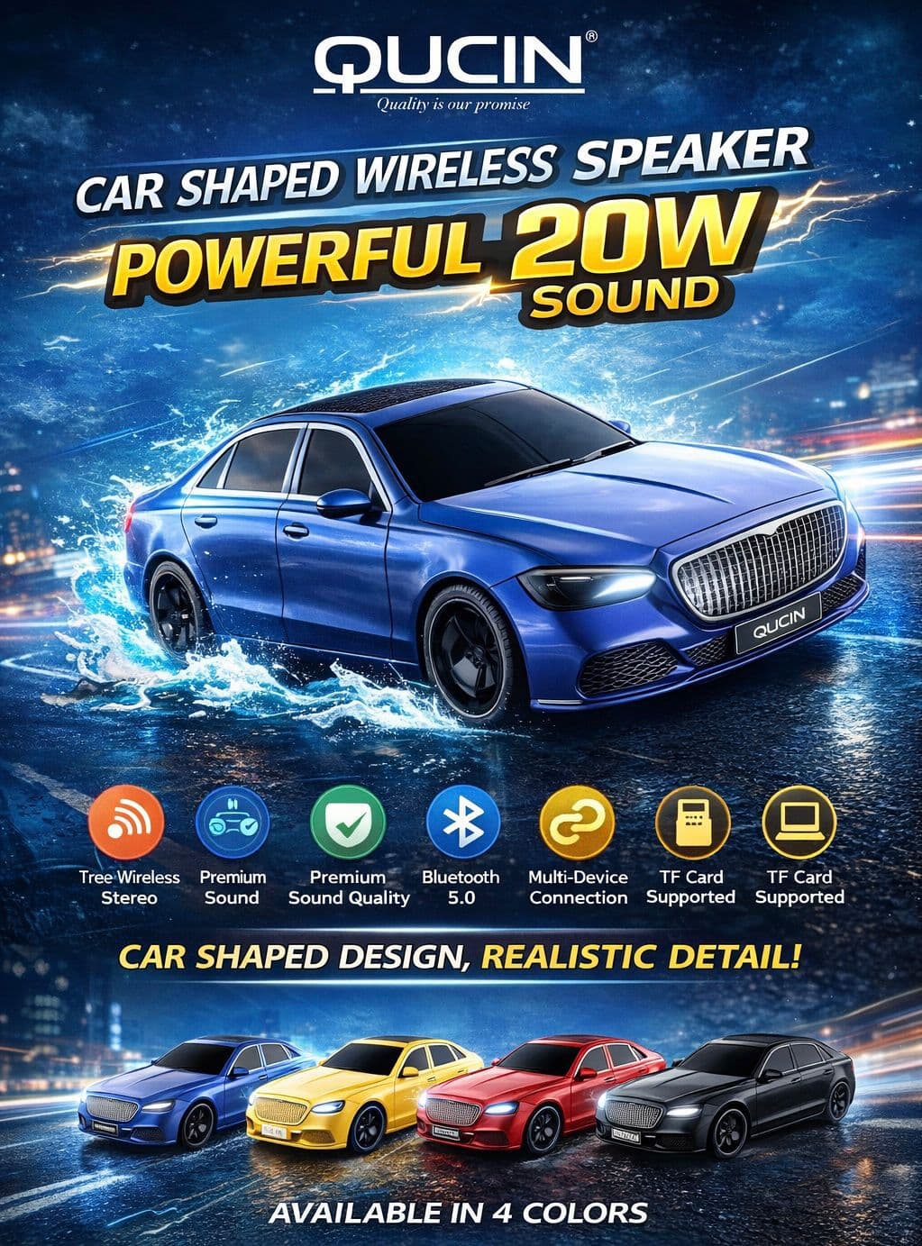 QUCIN S1 Car Shape Wireless Speaker image 1