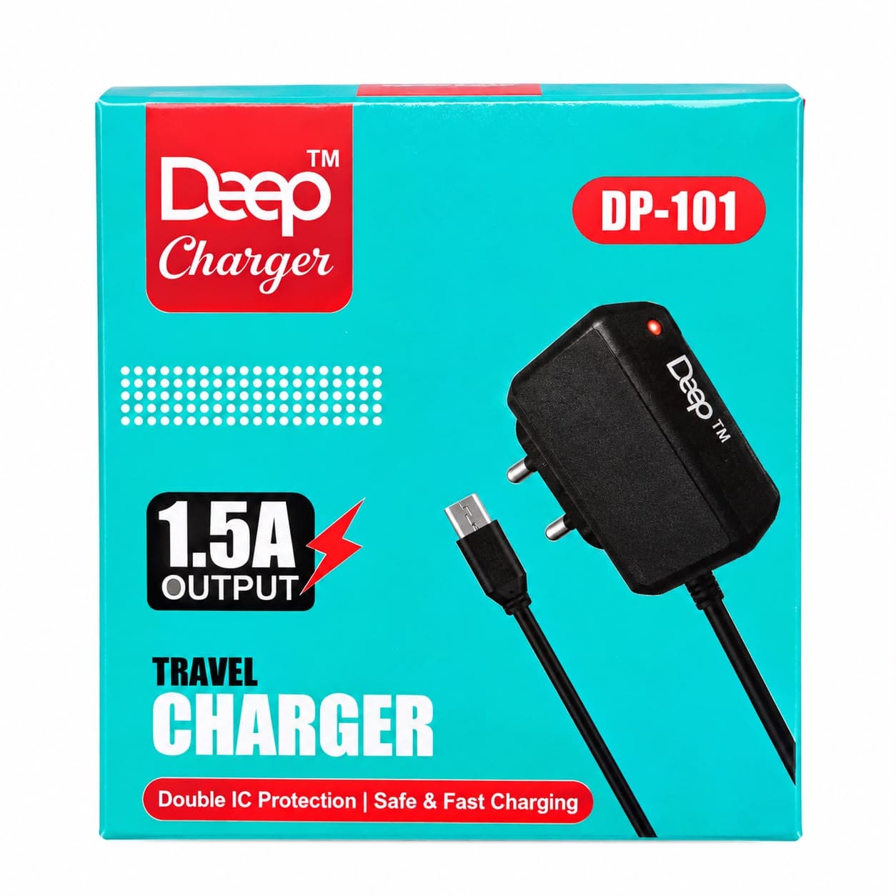 Deep DP-101 Travel Charger – 1.5A Output With Type-C Cable