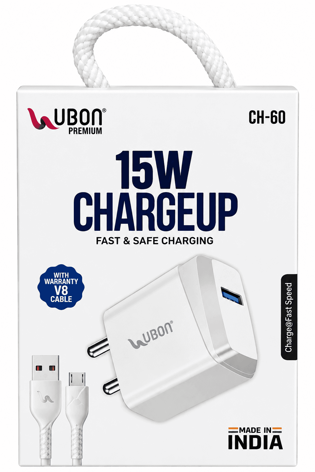 UBON CH-60 15W ChargeUp Fast Charger With V8 Cable