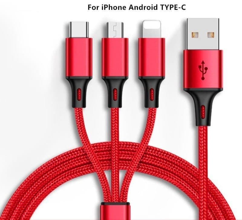 3-in-1 Nylon Braided Multi-Charging Cable