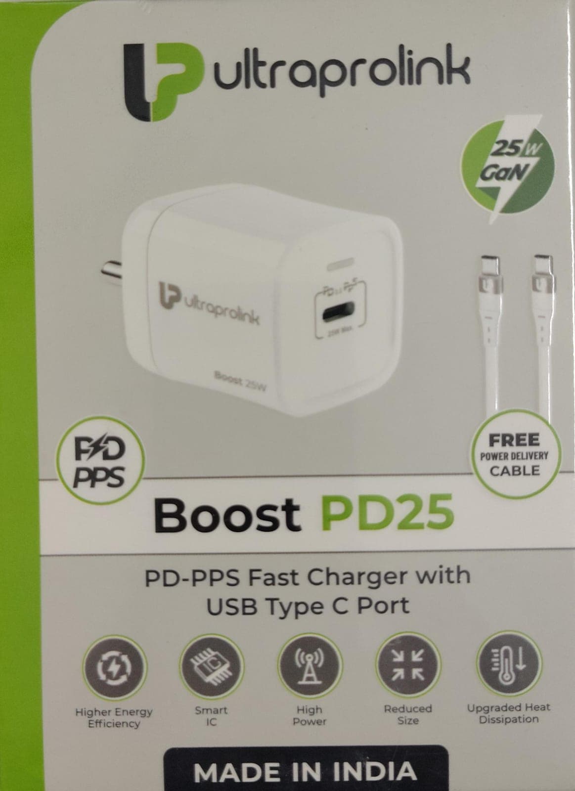 UltraProlink Boost PD25 25W GaN Charger With 1m Type-C To Type-C Cable