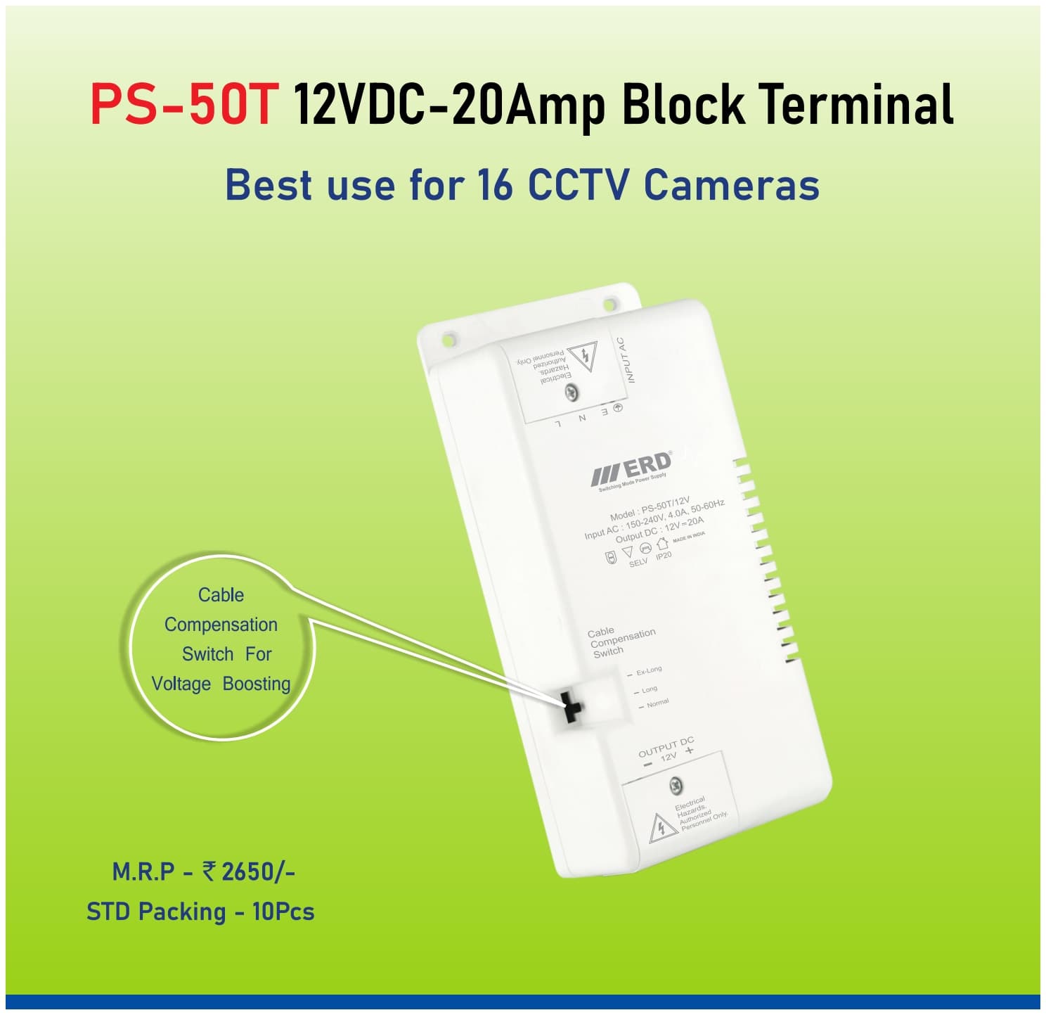 ERD PS-50T 12VDC–20A CCTV Power Supply image 1