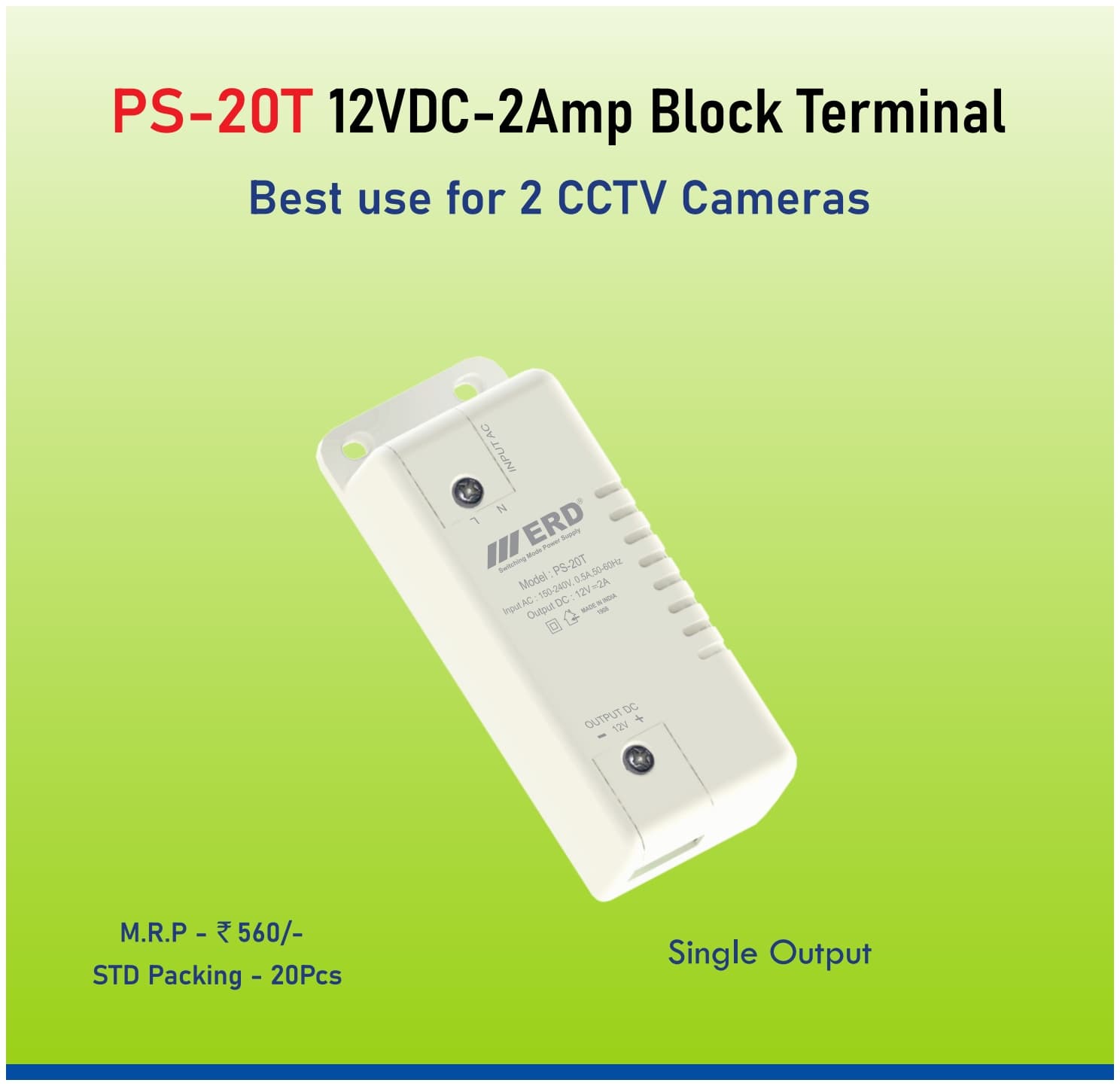 ERD PS-20T 12VDC–2Amp Block Terminal Power Supply image 1