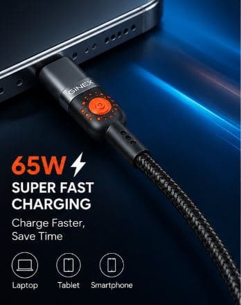 GINEX GX-24T 65W USB To Type-C Super Fast Charging Cable image 4