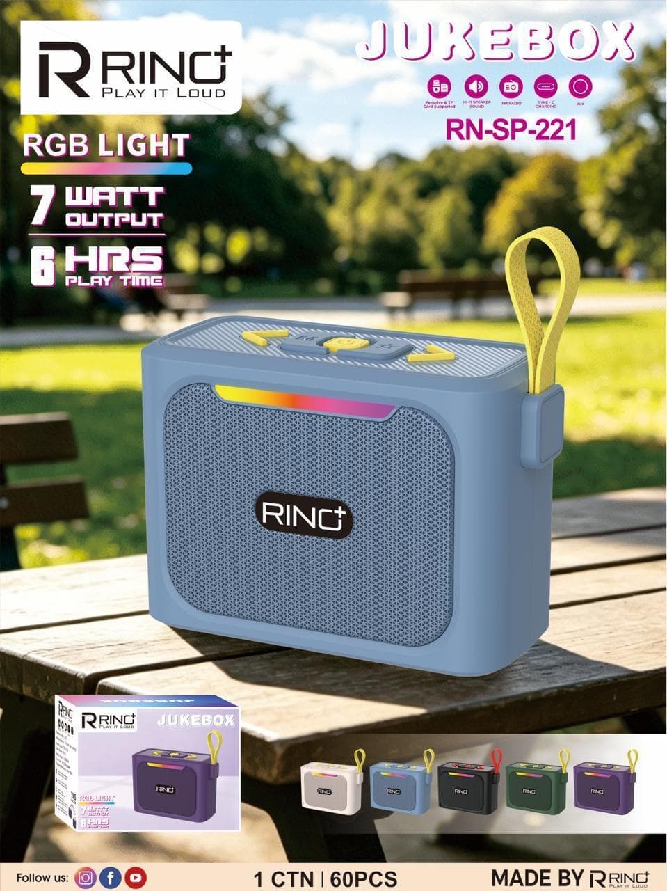 Rino⁺ Jukebox RN-SP-221 Portable Wireless Speaker image 1