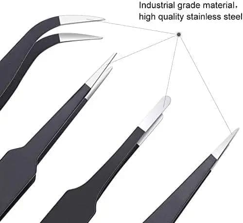 6 Piece Precision Anti Static ESD Tweezers Set image 3