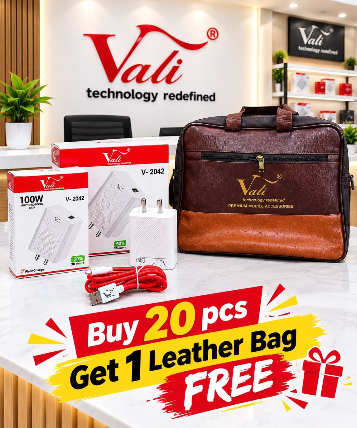 Vali V-2042 100W Multi-Protocol Fast Charger With Cable