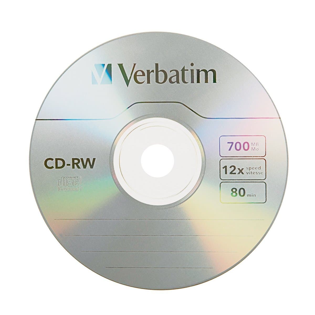 Verbatim CD RW 700MB 8 10X Colour 5Pack Slimcase image 1