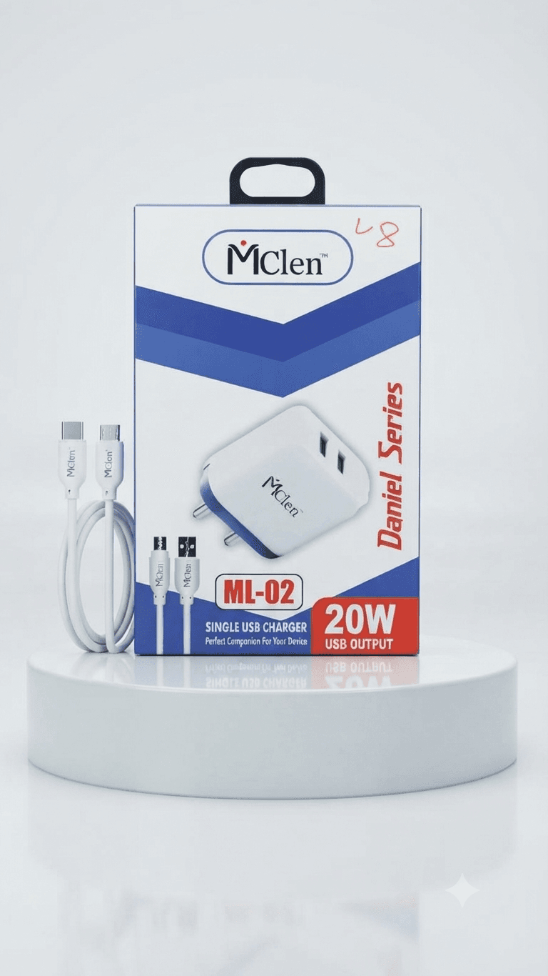 MCLEN 20W 2 USB (ML-02) TYPE C FAST CHARGER