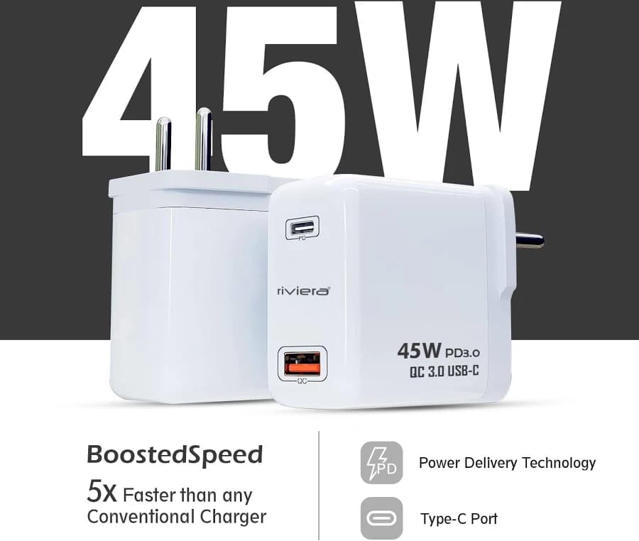 Riviera 45W USB C PD Dual Port Fast Charging Charger image 3