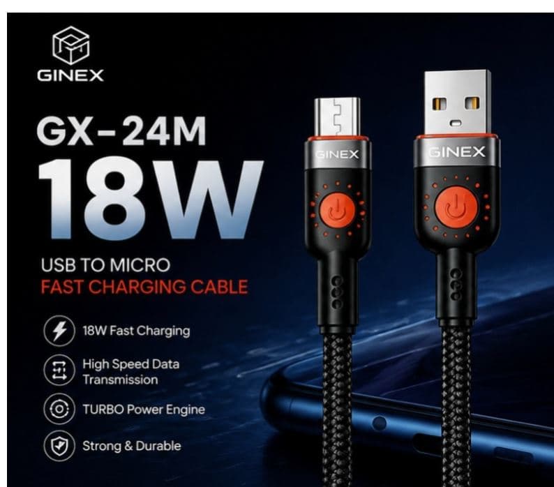 GINEX GX-24M 18W USB to Micro Fast Charging Cable.