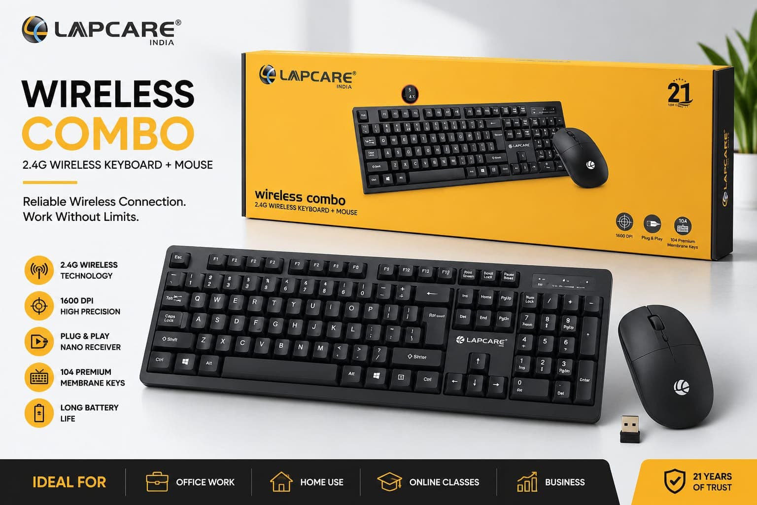Lapcare WL-102 Wireless Keyboard And Mouse Combo.