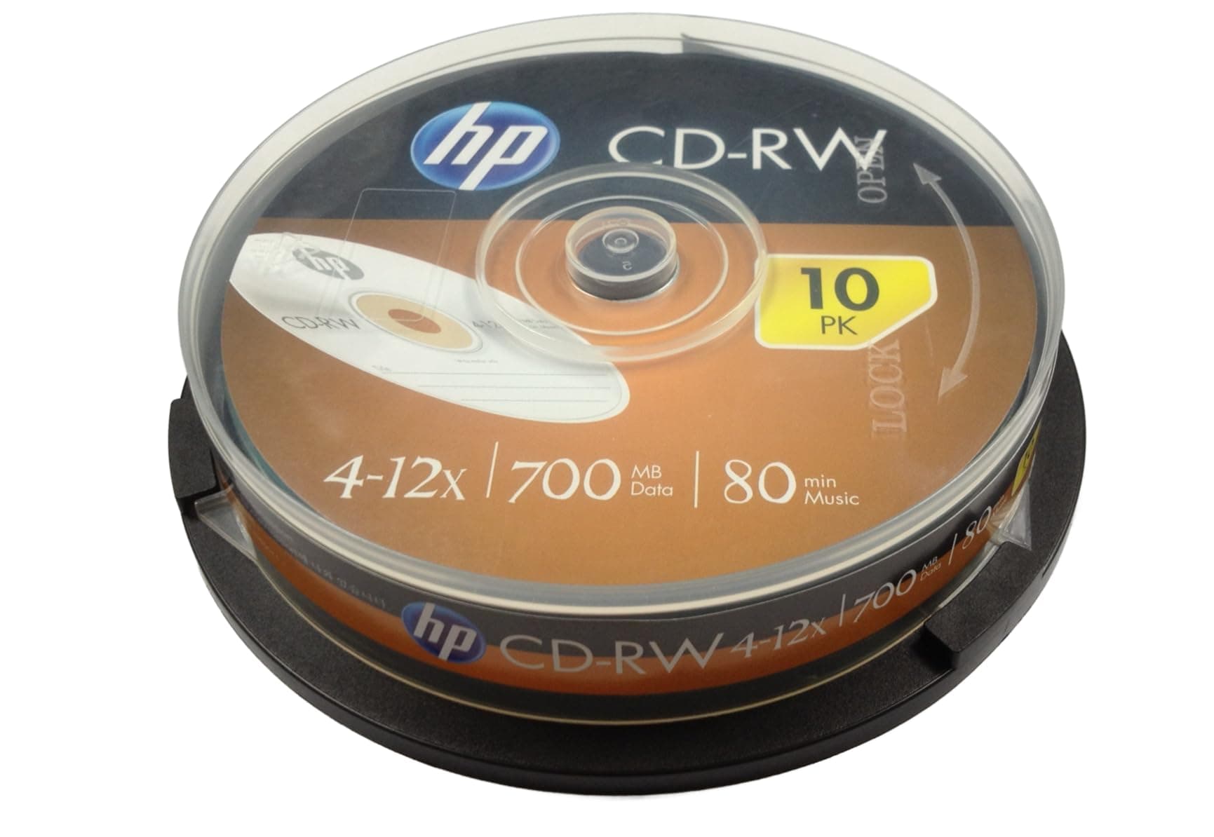 HP CD RW 700MB 4x 12x 10Pack Cake Box