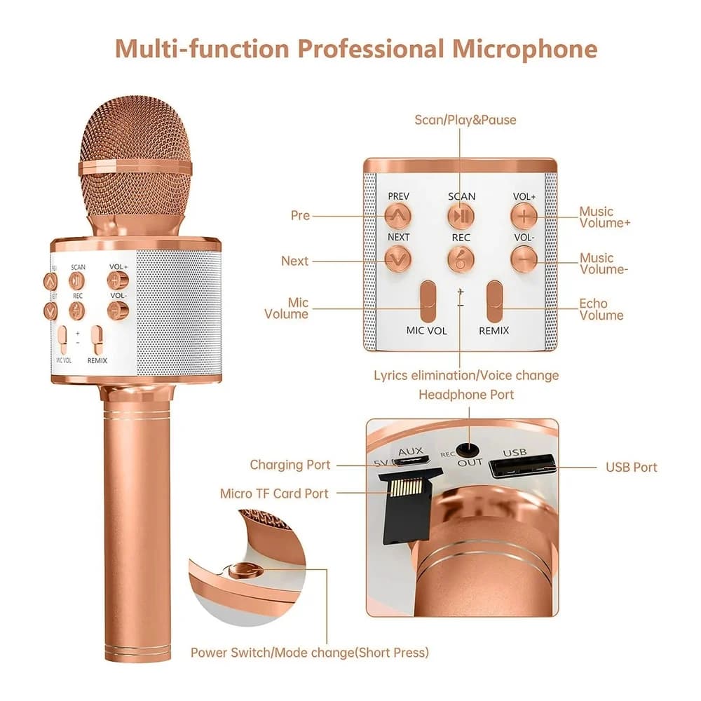 Wireless Bluetooth Recording Condenser Handheld Microphone Bluetooth Speaker Audio Recording Karaoke