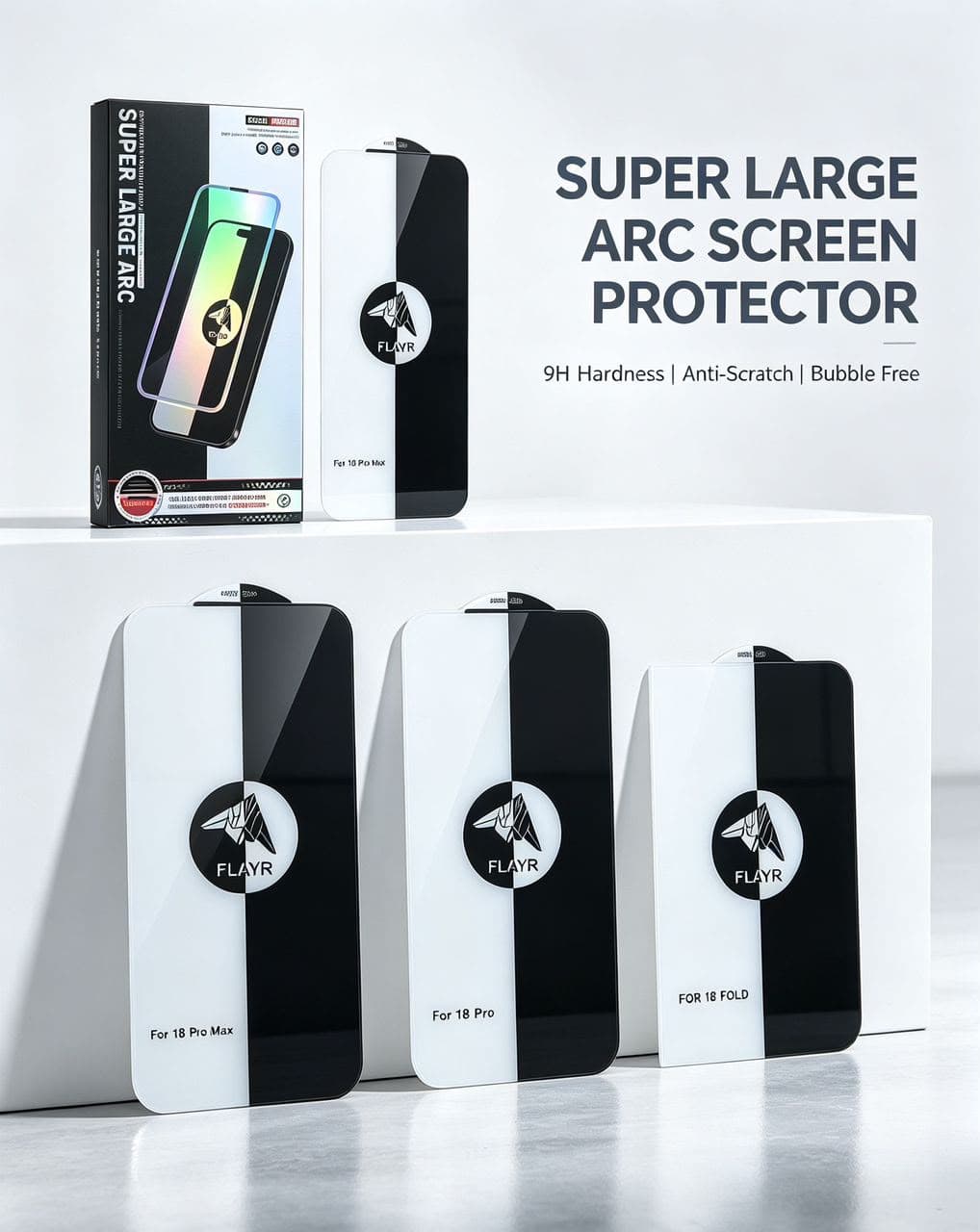 Flayr Super Large ARC Screen Protector Tempered Glass All Iphone Model