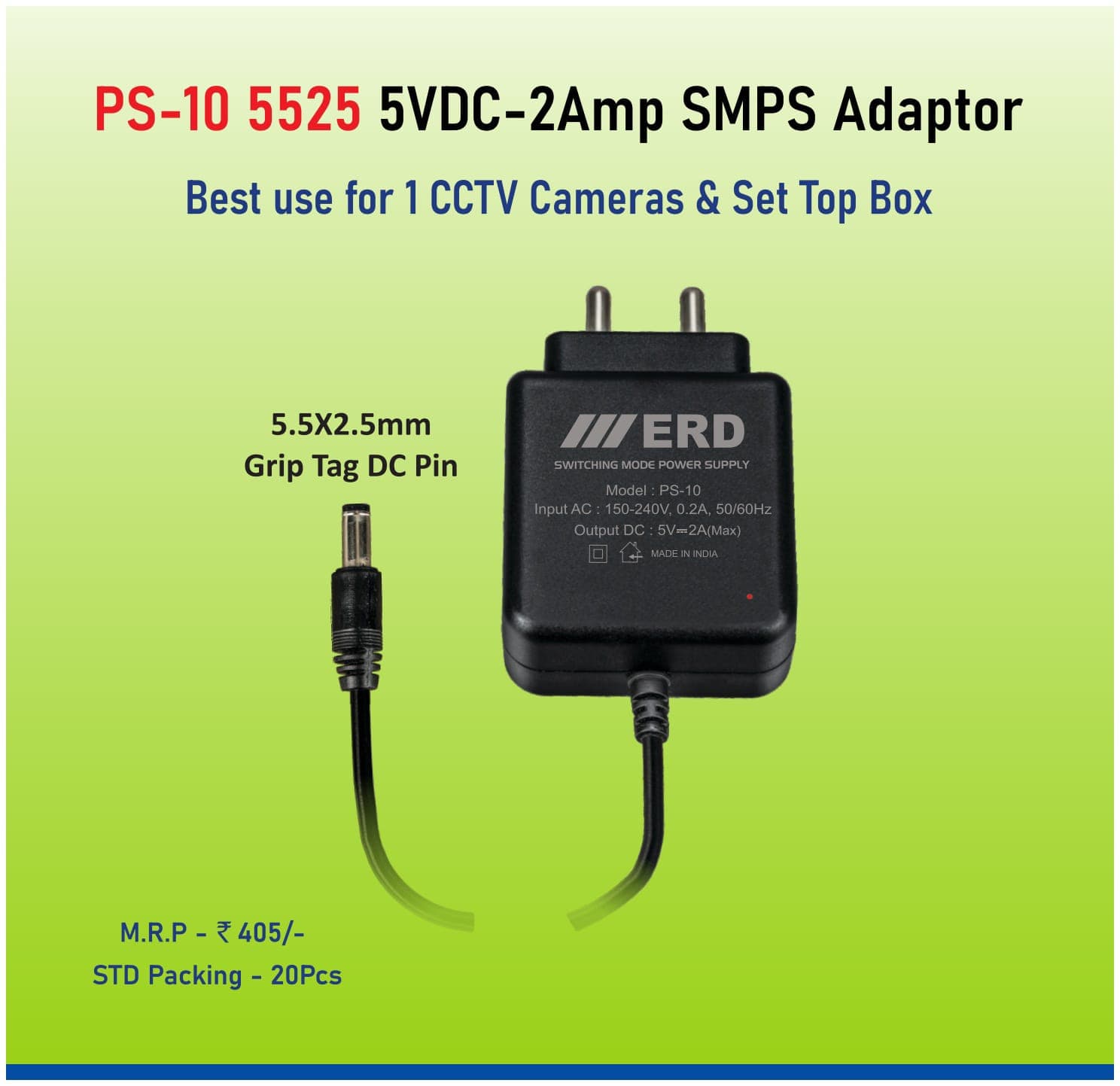 ERD PS-10 5VDC-2Amp SMPS Adaptor image 1
