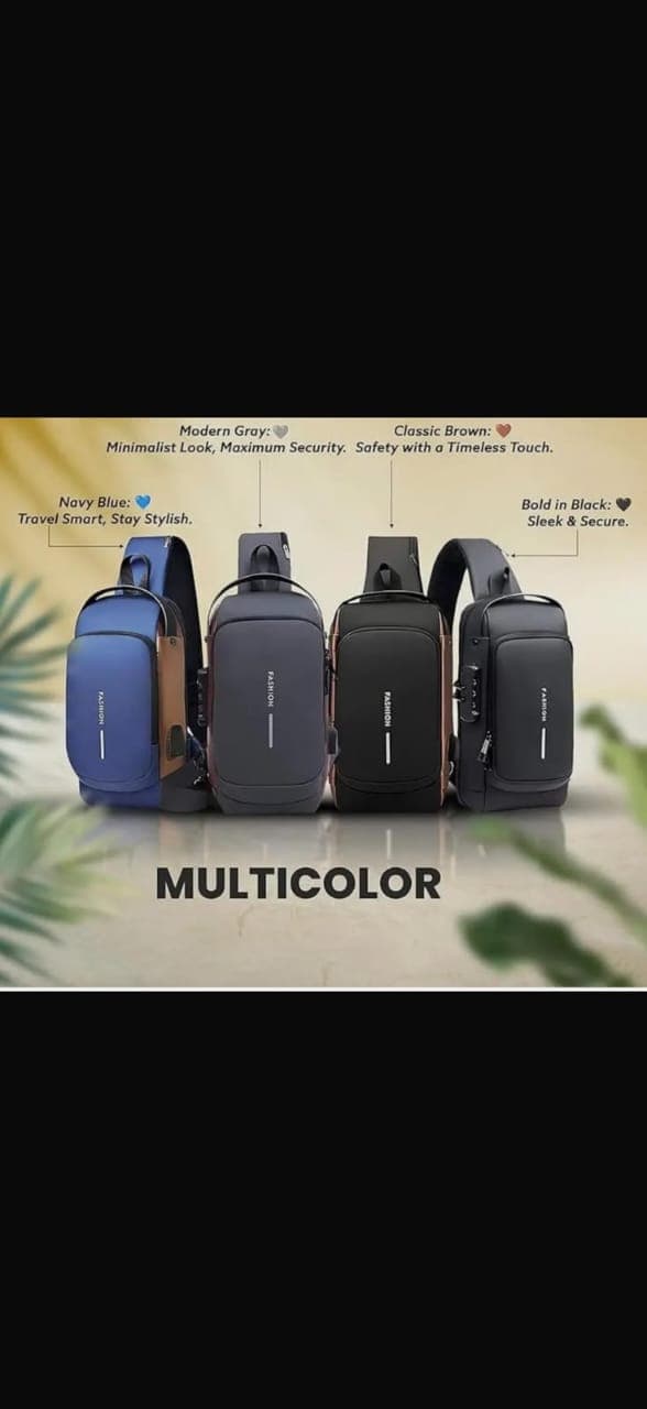 Multifunctional Anti-Theft Crossbody Sling Bag With USB Charging Port