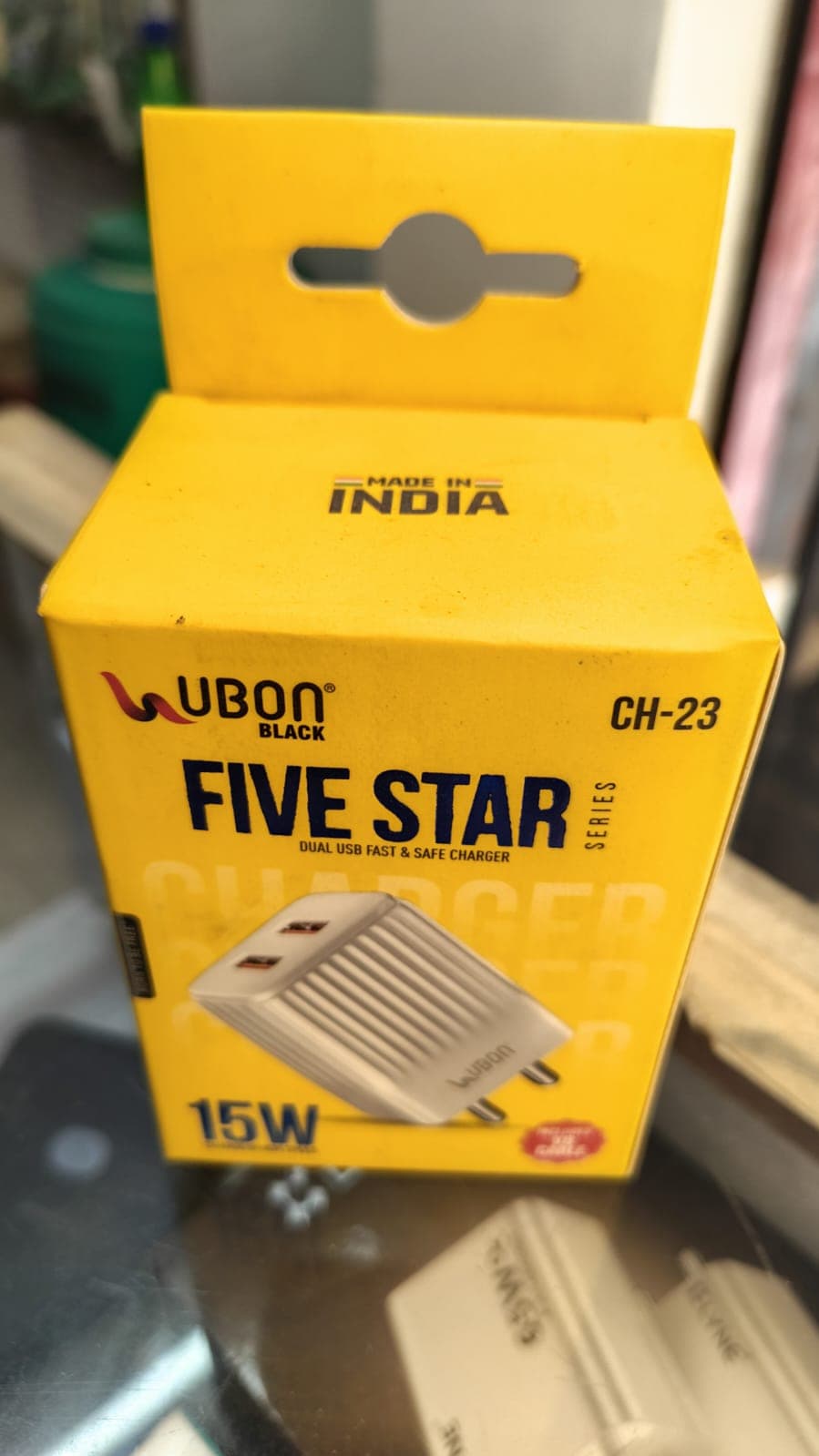 Ubon Black Five Star CH-23 Dual USB Fast & Safe Charger