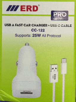 Erd 25w All Protocols Support Cc122 Car Charger With Usb To C Cable