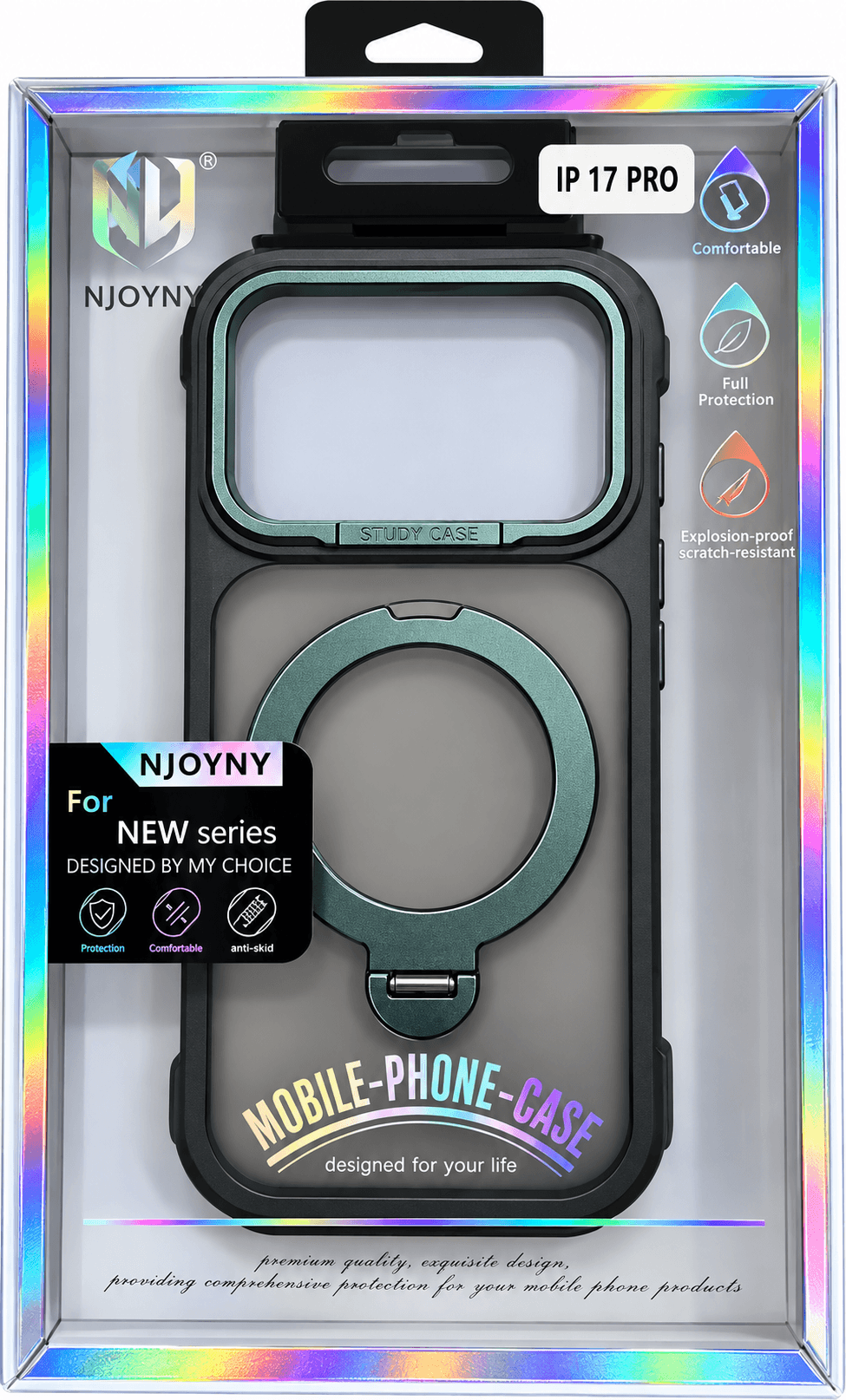 Njoyny Back MagSafe Case With Ring Kickstand For IPhone 17 Pro