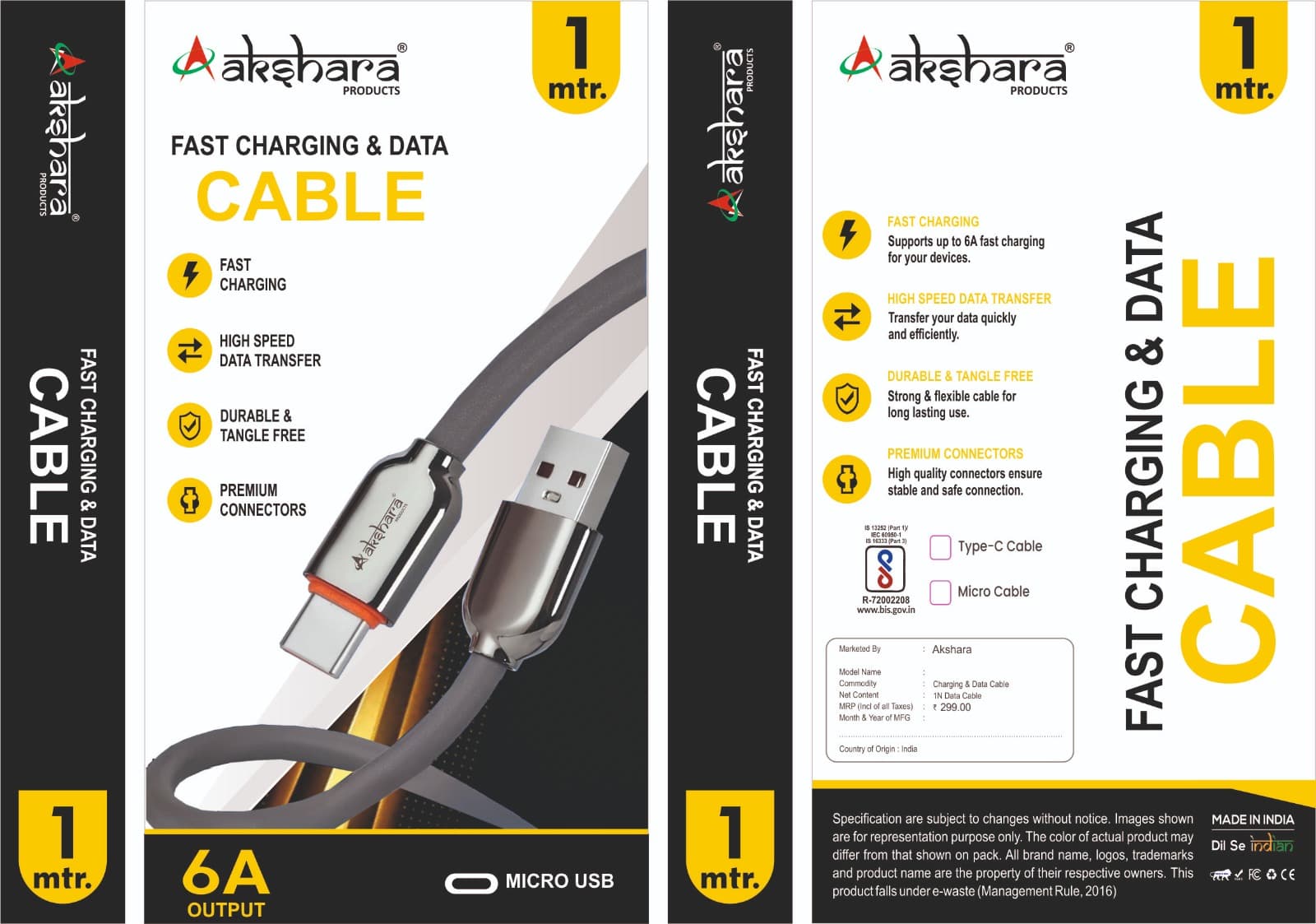 Akshara Grey Shine Type-c Cable