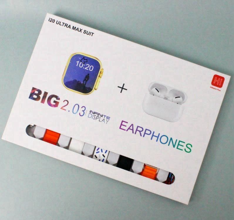 I20 Ultra Max Suit Smart Watch + Earphones Combo