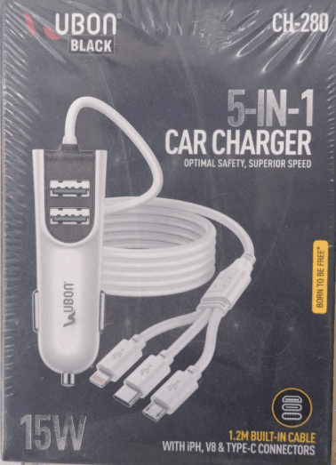 Ubon BLACK CH-280 5-in-1 Car Charger