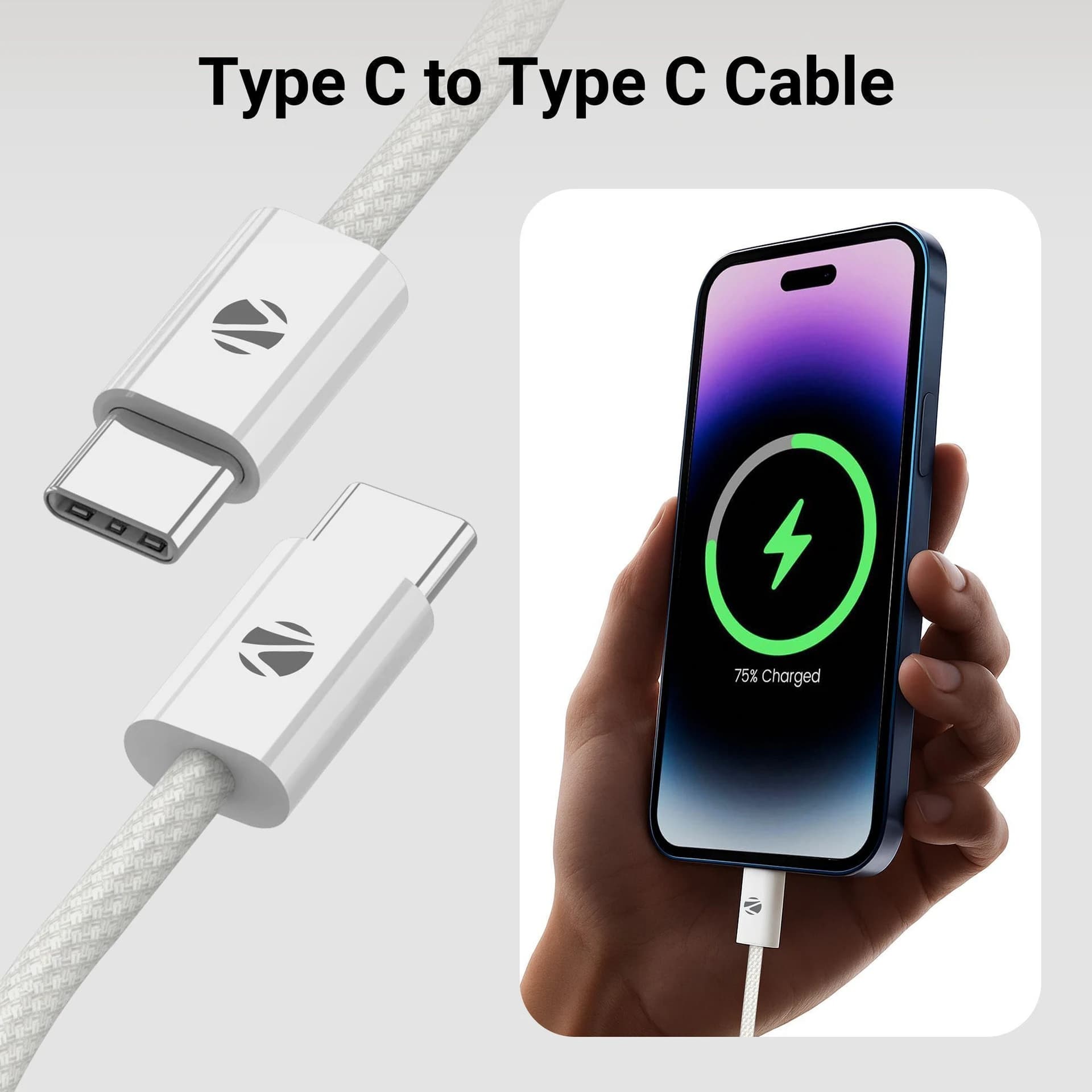 Zebronics ZEB-T65 Type-C to Type-C Fast Charging Cable image 2