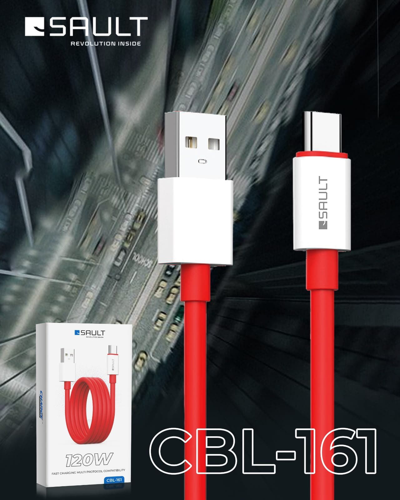 Sault USB Type-C 120W Fast Charging Cable (CBL-161) image 1