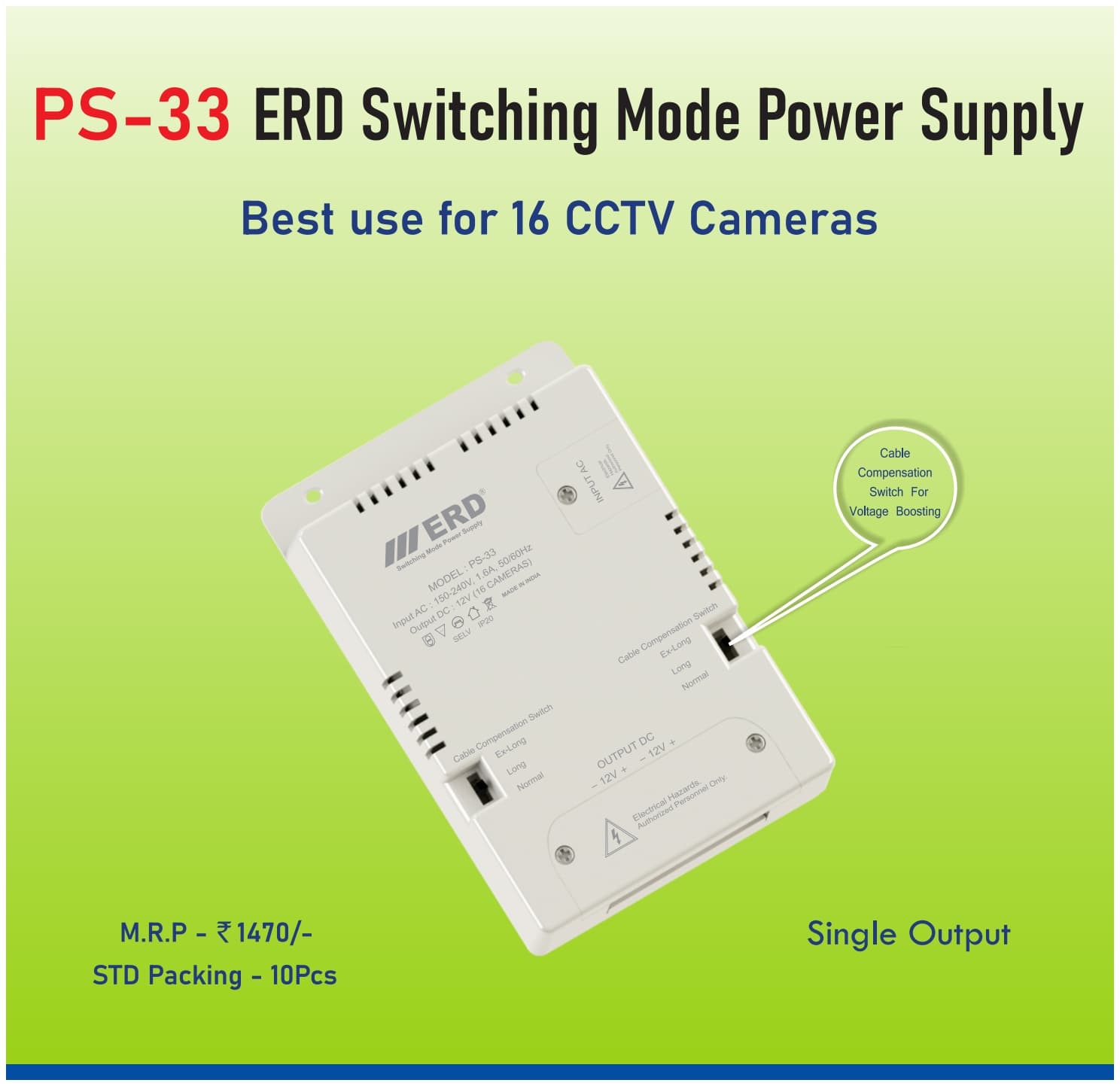 ERD PS-33 12V 16-Channel Single Output SMPS image 1