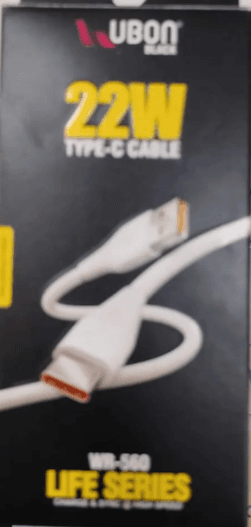 Ubon Black 22W Type-C Fast Charging Cable