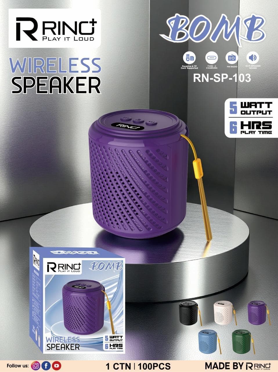 Rino+ Bomb Wireless Speaker image 1
