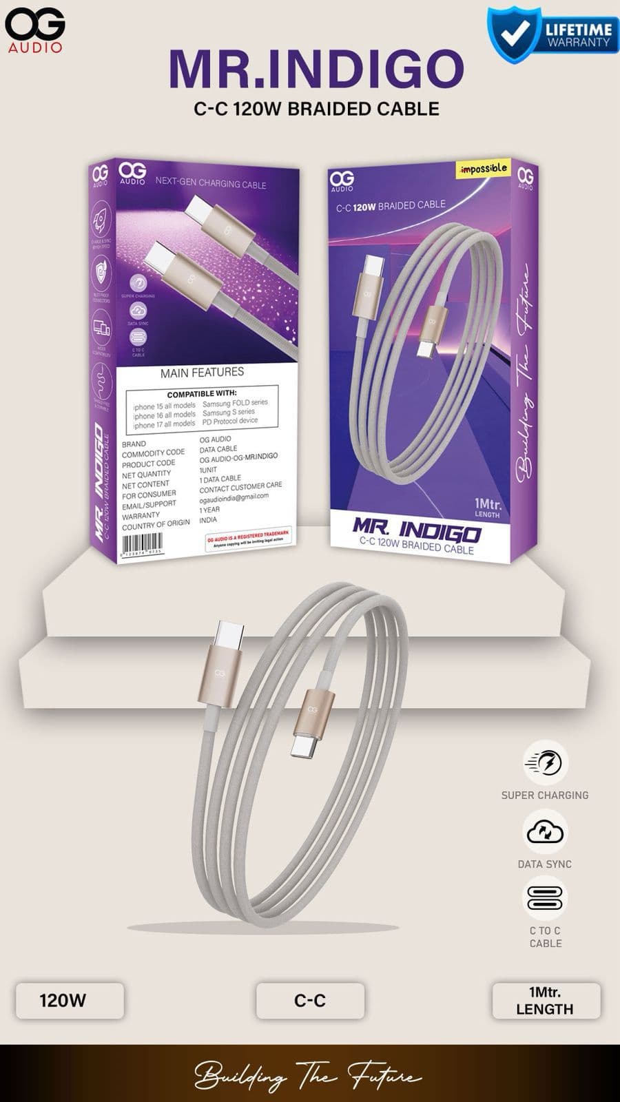 OG AUDIO MR INDIGO C C 120W Braided Cable