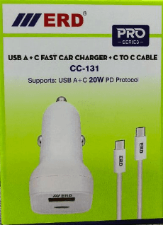 CC 131 USB A/C Fast Car Charger With C To C Cable image 1