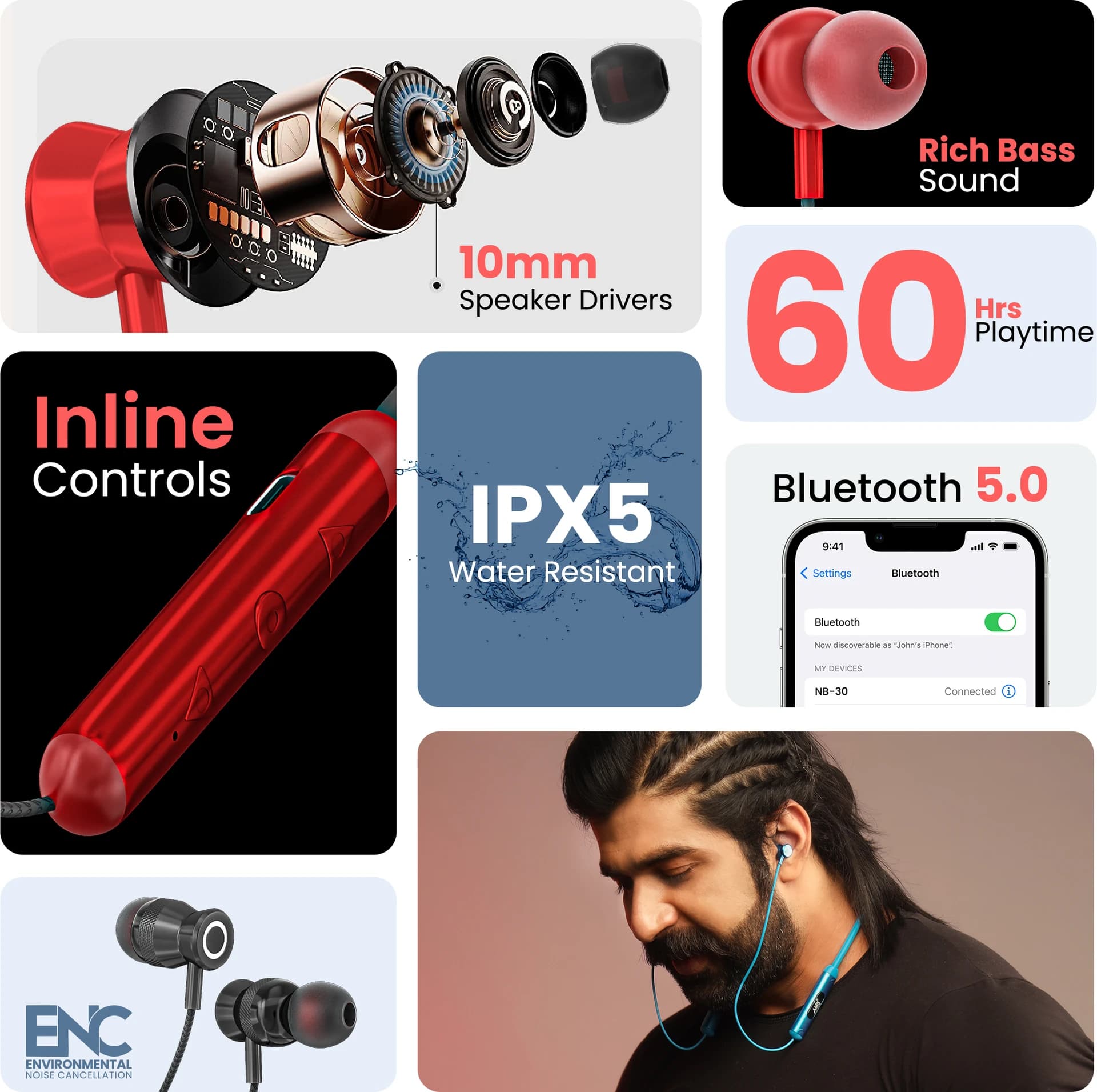 BT Boom Wireless Neckband Earphones