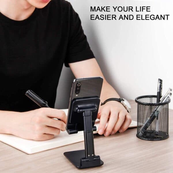 Premium Smart Foldable Mobile Stand for All Smartphones Tablet (Black)