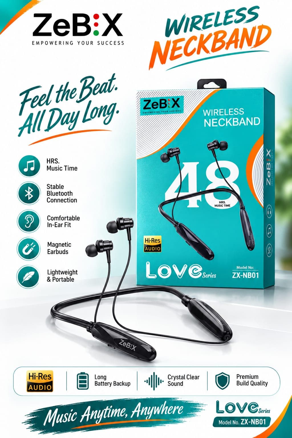 ZeB:X Wireless Neckband – Love Series (ZX-NB01)