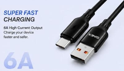 GINEX GX-28T 6A USB to Type-C Super Fast Charging Cable image 3