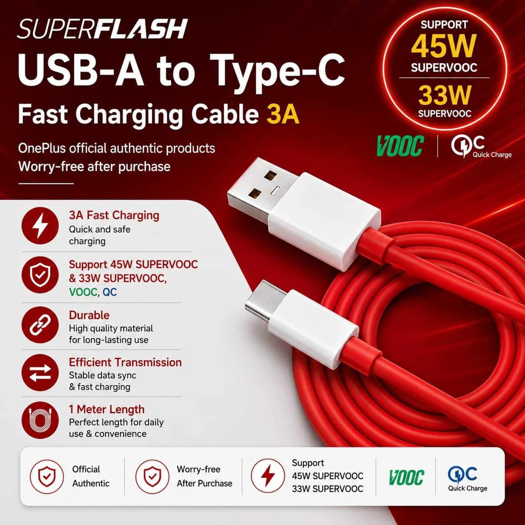 OnePlus Super Fast Charge USB-A to Type-C Cable image 2