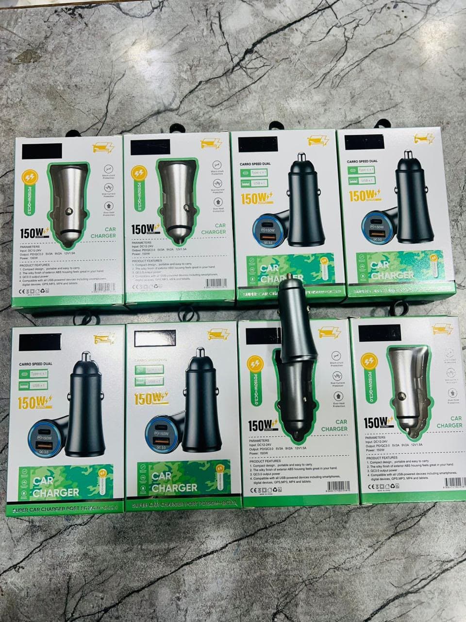 150W PD Fast Car Charger (USB-A + USB-C)