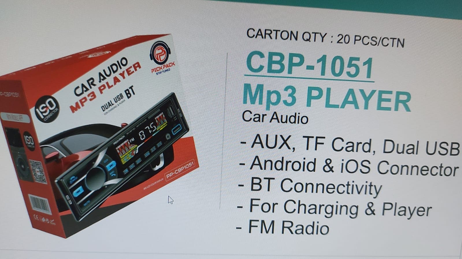 Pick Pack CBP 1051 Car Audio MP3 Player image 2