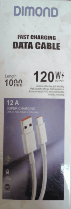 DIMOND Date Cable Fast Charging 120W 12A Super Charging Data Cable (USB-A To Type-C) image 1